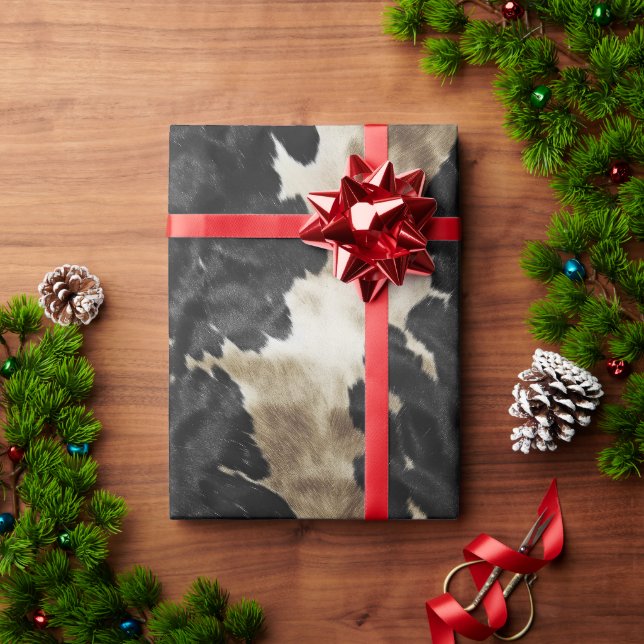 Papier Cadeau Black Gold Western Cowhide (Cadeau de vacances)