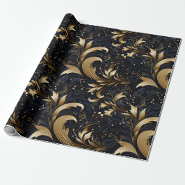 Papier Cadeau Black Grey Gold Classy Motif élégant