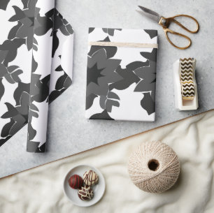 Papier Cadeau Black Grey Résumé Mariages floraux Engagement
