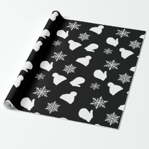 Papier Cadeau Black Holiday Mittens et Casquettes de Noël