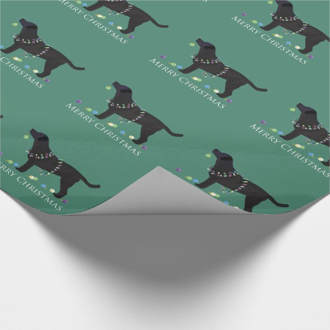 Papier Cadeau Black Lab Joyeux Noël Design (Coin)
