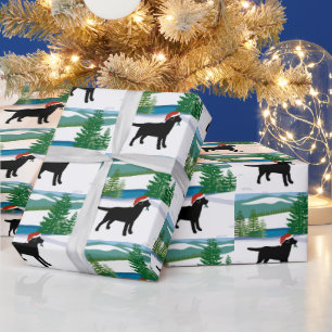 Papier Cadeau Black Labrador Christmas Winter View