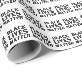 Papier Cadeau Black Lives Matt blanc noir typographie motif