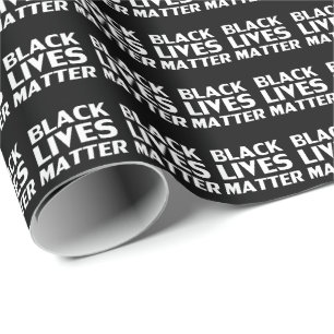 Papier Cadeau Black Lives Matt noir blanc typographie motif