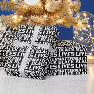 Papier Cadeau Black Lives Matt noir et blanc motif moderne