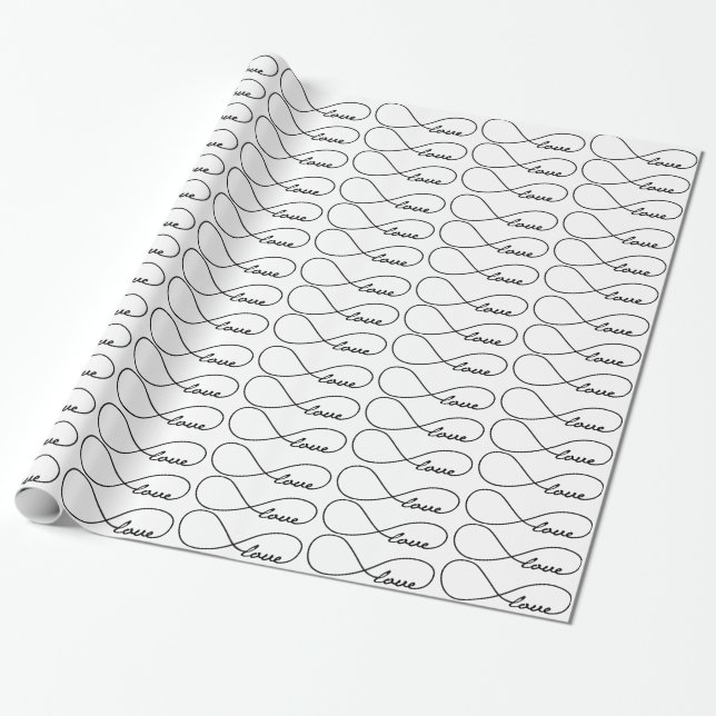 Papier Cadeau Black Love Infinity Enveloppe cadeau (Déroulé)