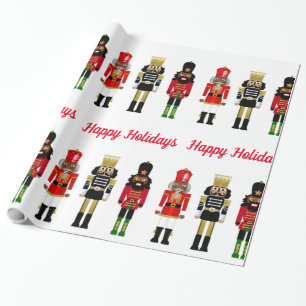 Papier Cadeau Black Nutcracker Happy Holidays Wrapper Paper