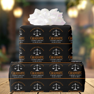 Papier Cadeau Black Orange Law School Custom Graduation Party