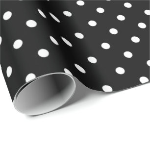 Papier Cadeau Black   Papier blanc à enveloppement à points Polk