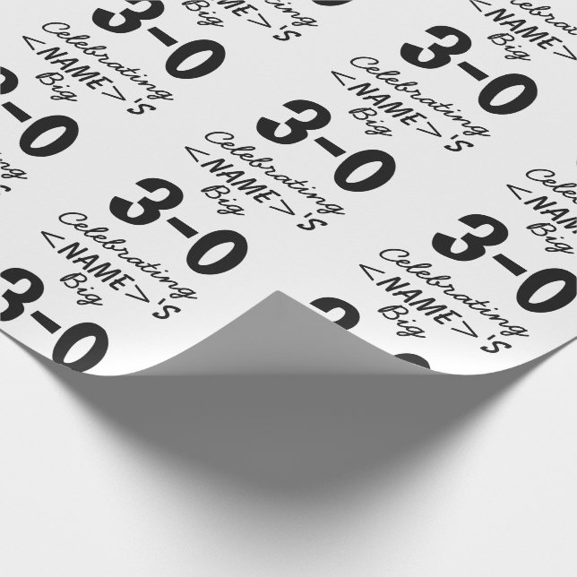 Papier Cadeau Black personnalisé 30e anniversaire (Coin)