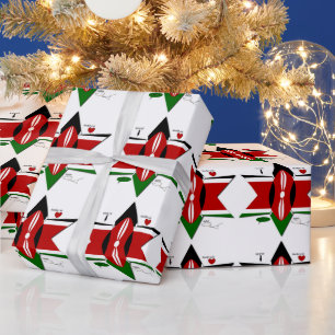 Papier Cadeau Black Red Green Star Kenya Safari
