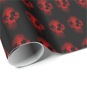 Papier Cadeau Black & Red Skull Imaginaire Art Heavy Metal Rock