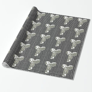 Papier Cadeau Black Safari point avec Pop Art Elephant