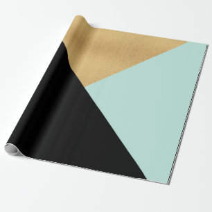 Papier Cadeau Black Tiffany Mint Aqua Black Gold Pastel Geometry
