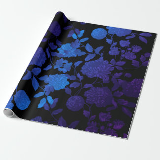 Papier Cadeau Black violet bleu Ombre moderne Vintage Floral