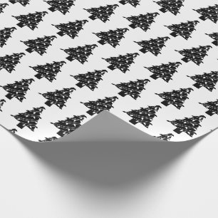 Papier Cadeau Black White Whimsical Christmas Tree Motif cadeau