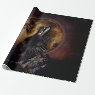 Papier Cadeau Black Wolf Howling