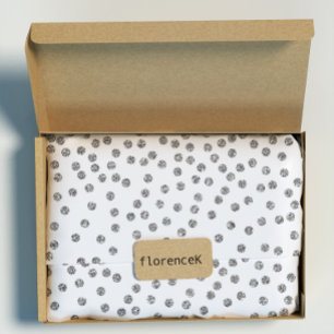 Papier Cadeau Blanc argenté de confettis de points de diamants