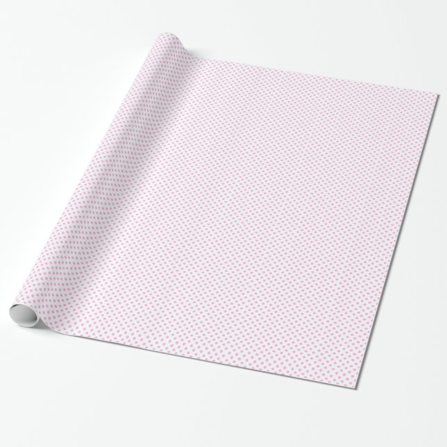 Papier Cadeau Blanc avec le papier d'emballage rose de point de (Déroulé)