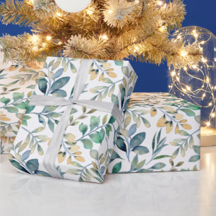 Papier Cadeau Blanc avec papier d'enveloppement d'aquarelle