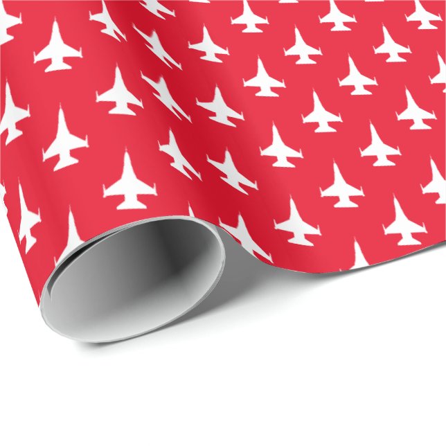 Papier Cadeau Blanc de motif de jet de la vipère F-16 sur le (Coin rond)