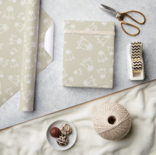 Papier Cadeau Blanc Elégant mariage Rose Fiançailles sans coutur