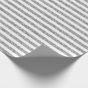 Papier Cadeau Blanc et motif de parties scintillantes d'argent