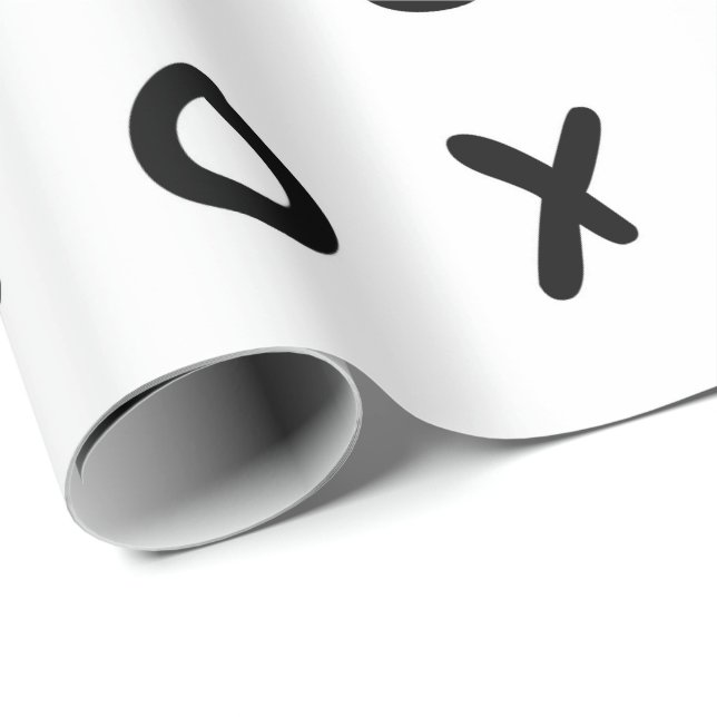 Papier Cadeau Blanc et noir X O XO X&O's Trendy Cute (Coin rond)