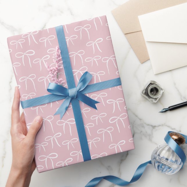 Papier Cadeau Blanc et rose pâle Motif de vaches simples (Cadeaux)
