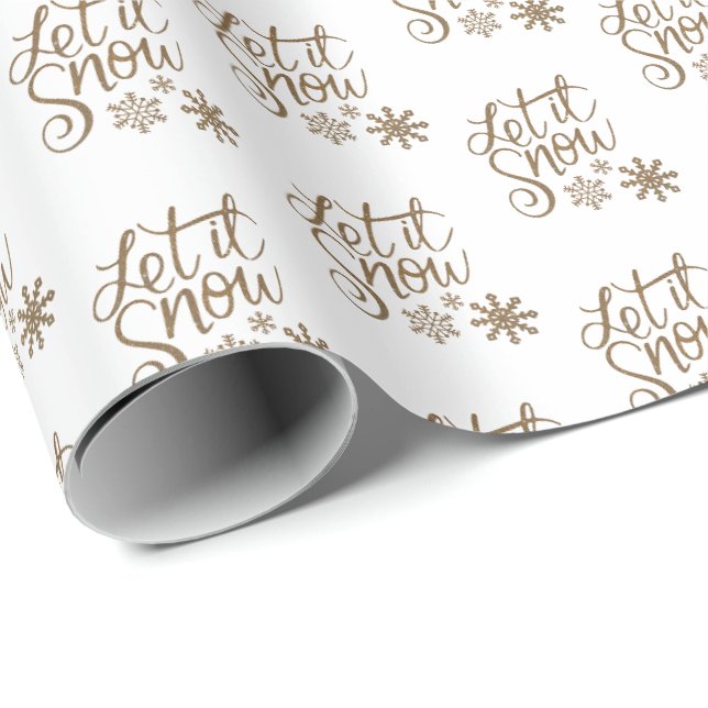 Papier Cadeau Blanc| Laisser neiger le papier d'enveloppement de (Coin rond)