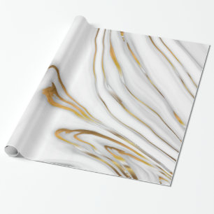 Papier Cadeau Blanc Marbré Avec Du Grain D'Or