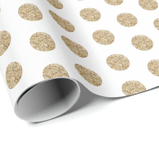 Papier Cadeau Blanc| Papier enveloppant points de Parties scinti (Coin rond)