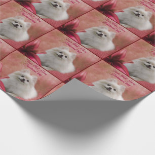 Papier Cadeau Blanc Poméranien Rouge Lily Chien Art Personnalisé