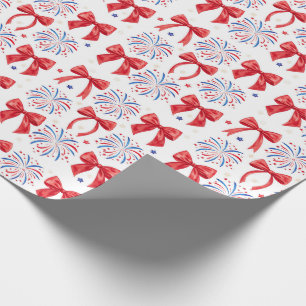 Papier Cadeau Blanc rouge et deux juillet Fille 2e fête d'annive