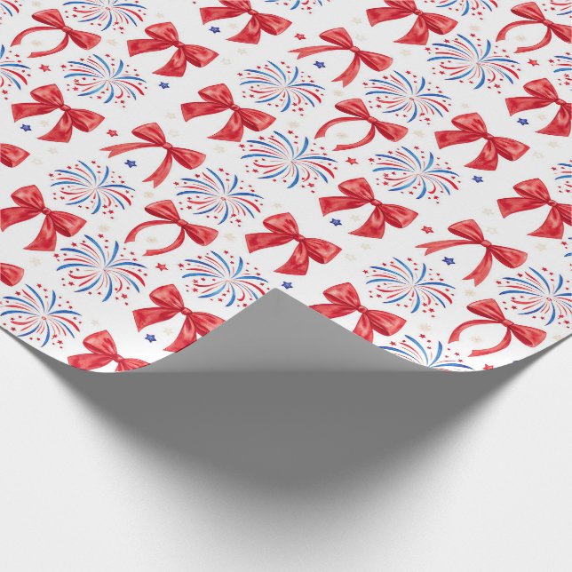 Papier Cadeau Blanc rouge et deux juillet Fille 2e fête d'annive (Coin)