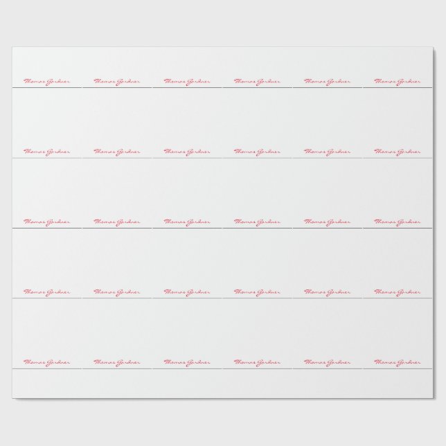 Papier Cadeau Blanc Rouge tendance écriture manuscrite Plaine cr (Plat)