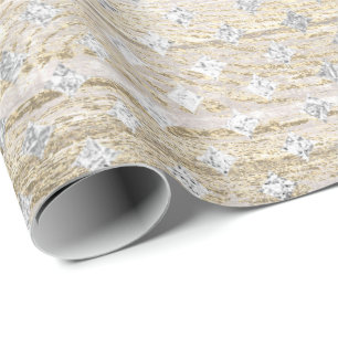 Papier Cadeau Blanc Silver Gris Or Diamond Coupe Bois Rustique