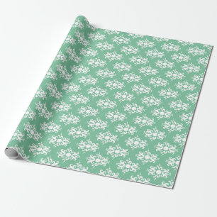 Papier Cadeau Blanc sur Soft Emerald Green Damask v2