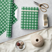 Blanc sur vert Nordic Sweater Snowflake Motif