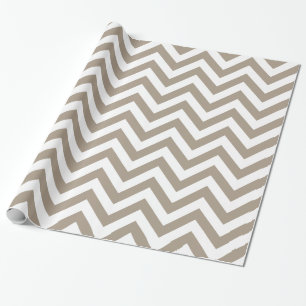 Papier Cadeau Blanc Taupe XL Chevron Motif ZigZag