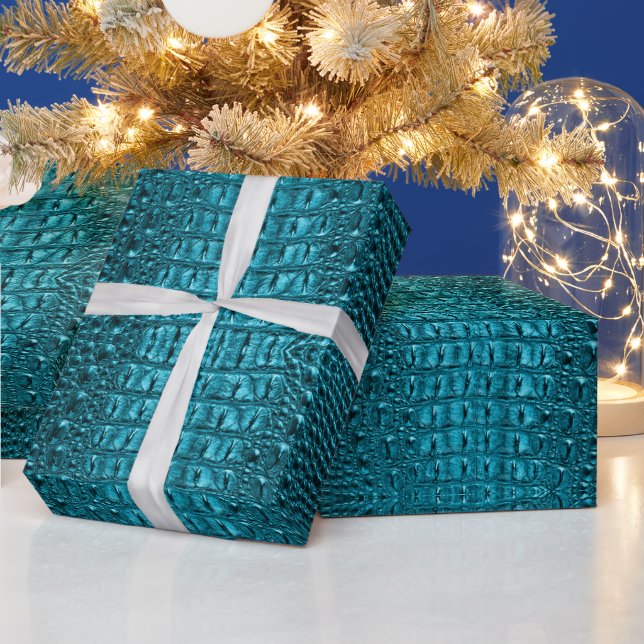 Papier Cadeau blanc turquoise bleu aqua imprimé (Vacances)