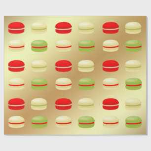 Papier Cadeau Blanc vert rouge sur le Français Macarons de Noë