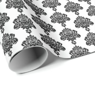 Papier Cadeau BLANCHE Papier d'enveloppement noir Damas