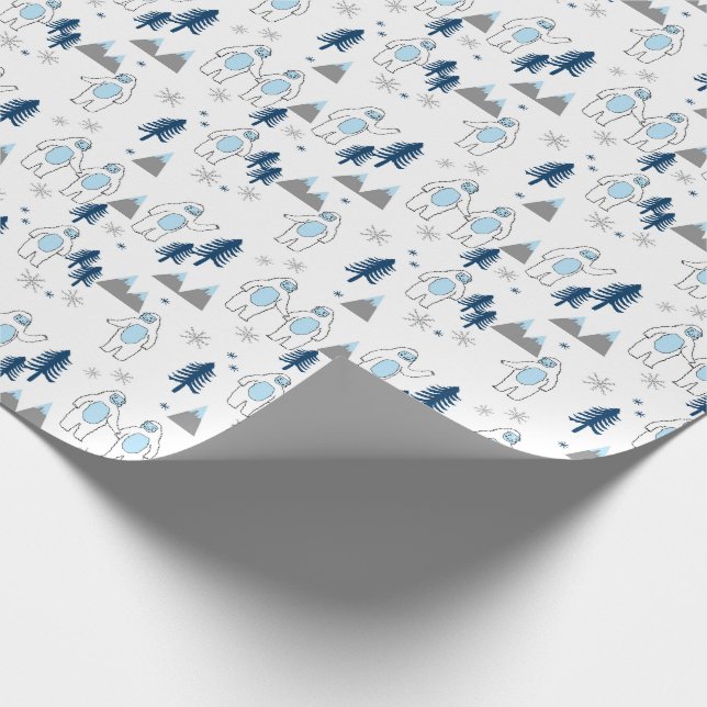 Papier Cadeau Blancs de Noël Yeti (Coin)