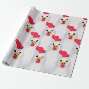 Papier Cadeau Blancs mignons / Rooster blanc
