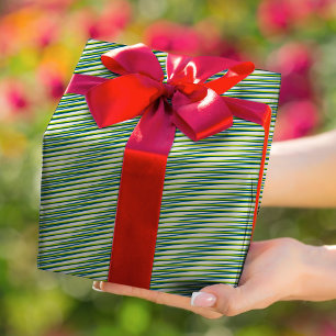 Papier Cadeau Blancs Moiré vert et blanc - Trippy Abstrait