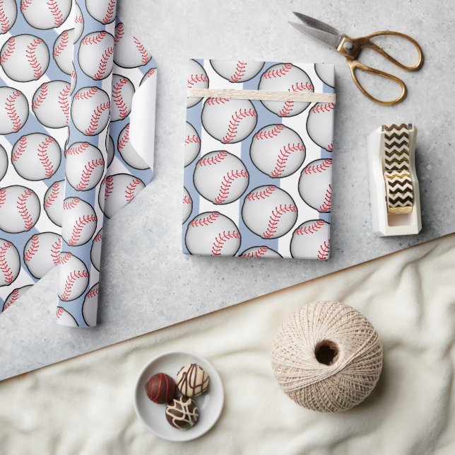 Papier Cadeau Bleu Anniversaire Baseball (Artisanat)