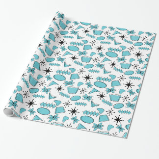 Papier Cadeau Bleu atomique et noir sur blanc à moyenne échelle