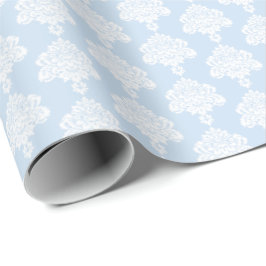 Papier Cadeau Bleu bébé | Papier blanc à enveloppement de Damas
