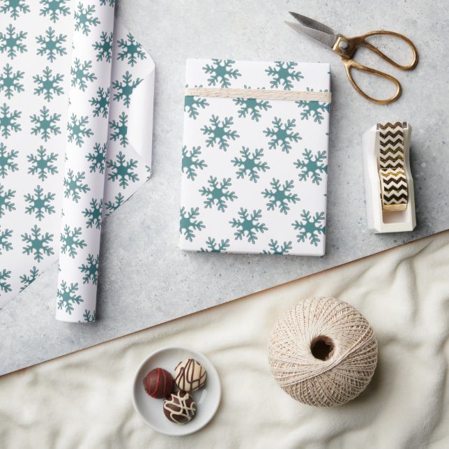 Papier Cadeau Bleu blanc Noël Fête du Motif (Artisanat)